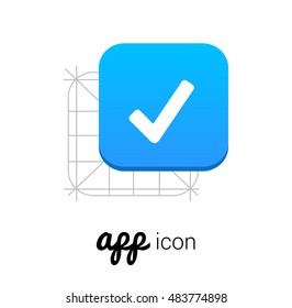 Check Mark Blue Mobile App UI/UX Button Corporate Logo / Icon Design
