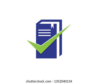 Check mark book icon and symbol vector