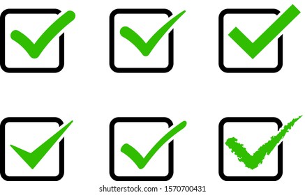 check mark and check box icon (green)
