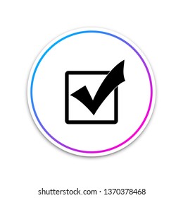 Check mark in a box icon isolated on white background. Tick symbol. Check list button sign. Circle white button. Vector Illustration