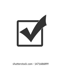 Check mark in a box icon isolated. Tick symbol. Check list button sign. Flat design. Vector Illustration