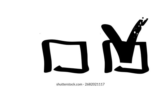 Marca de seleção. Ícone de caixa de seleção com botões certos e errados e ícones de marca de seleção sim ou não na marca de seleção. Símbolo de marca de seleção isolada, conceito de sinal certo e errado.