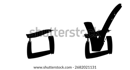Check mark. Check box icon with right and wrong buttons and yes or no checkmark icons in tick. Isolated checkmark symbol, right and wrong sign concept.