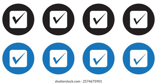Check mark box  icon. Check mark in a box set design eps 10 