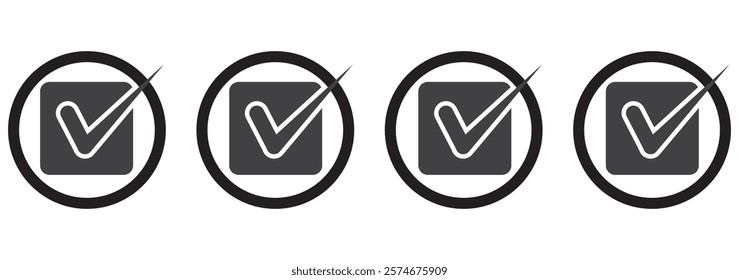 Check mark box  icon. Check mark in a box set design eps 10 