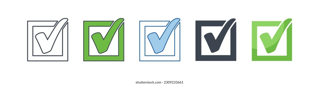 Marcar en una plantilla de símbolo de icono de caja para la ilustración vectorial de la colección de diseño gráfico y web