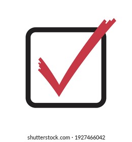 Check mark box icon, Tick symbol, Election vote sign, Check list concept, Simple line design for web site, logo, app, UI, Vector illustration