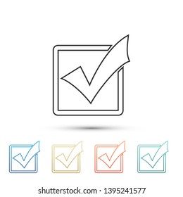 Check mark in a box line icon isolated on white background. Tick symbol. Check list button sign. Set icons in color icons. Vector Illustration