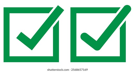 Check mark in box sign. Checkbox,   check mark vector icon. Tick icon. Checkbox icon set. check box icon with correct, accept checkmark icons green tick box, check list. Design eps 10