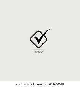 Check mark in box sign. Checkbox icon. Check, check mark vector icon. Tick icon. Filled icon. 