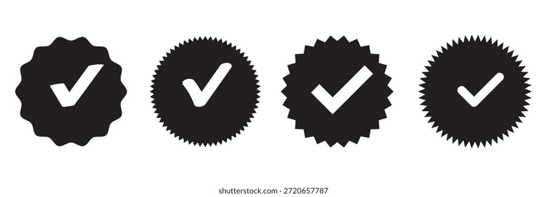Marca de verificación en signo de casilla. Icono de Casilla de verificación. Comprueba, marca el ícono del Vector. Garrapata 
 Icono rellenado. Conjunto de garrapata de diseño plano 
