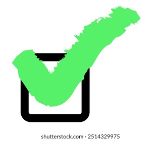 Check mark brush with box for approved and verify symbol