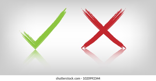 Check mark, brush draw style, vector stock illustration