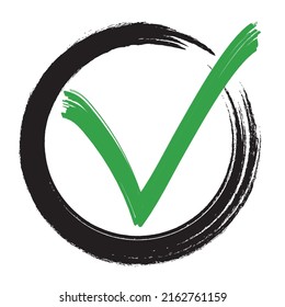 check mark. Brush Strokes. Rejected sign in grunge style.