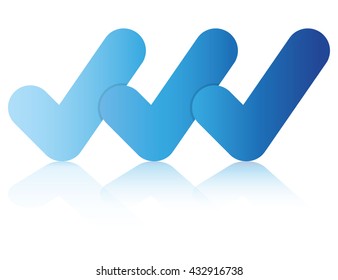 check mark business presentation process diagram, blue color theme