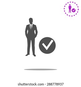 Check mark, businessman symbol