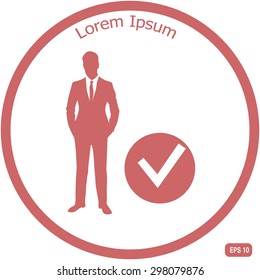 Check mark, businessman symbol