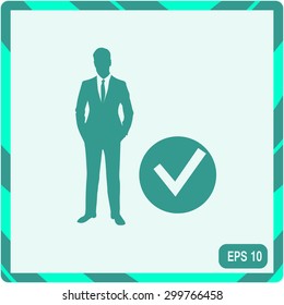 Check mark, businessman symbol