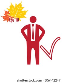 Check mark, businessman symbol