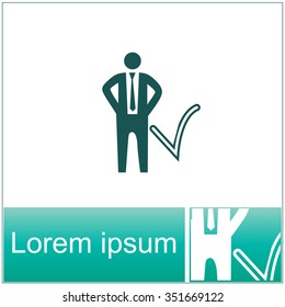 Check mark, businessman symbol