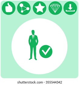 Check mark, businessman symbol