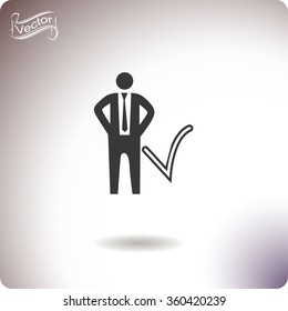 Check mark, businessman symbol
