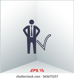 Check mark, businessman symbol
