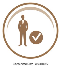 Check mark, businessman symbol