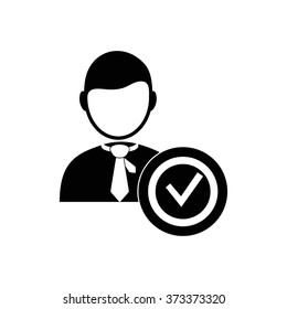 Check mark, businessman symbol