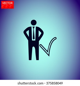 Check mark, businessman symbol