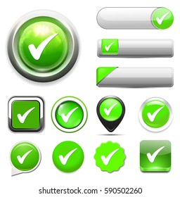 12 Colored Button Check Mark Sign 库存矢量图(免版税)66138307 | Shutterstock