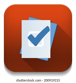 check mark button With long shadow over app button