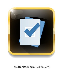 check mark button With long shadow over app button