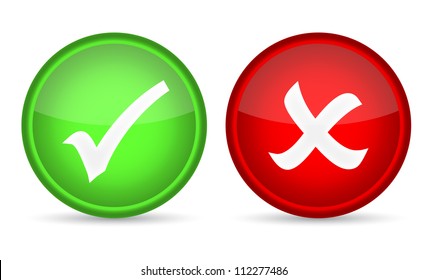 Check mark buttons on white background. Vector illustration