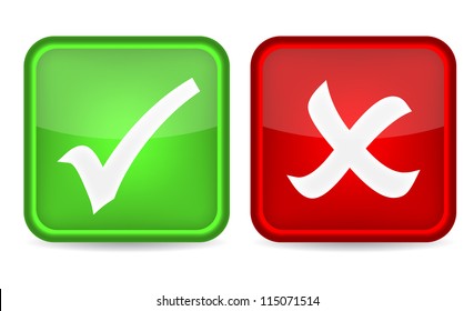 Check mark buttons on white background. Vector illustration
