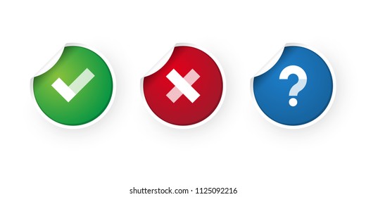 check mark and cancel stickers icon 