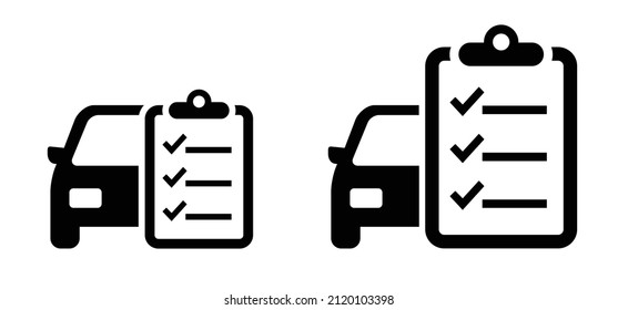Check mark. Cartoon Car service checklist clipboard. Cars maintenance list. Vector checklist board icon or symbol. Diagnosis, analysis sign or logo. To do list, checkmark. Task list.