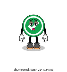 marca de verificación caricatura con gesto de fatiga , diseño de carácter