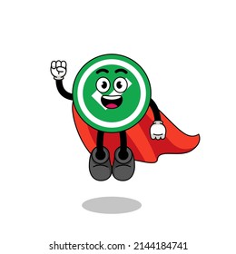 check mark cartoon with flying superhero , character design