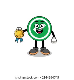 check mark cartoon illustration with satisfaction guaranteed medal , character design