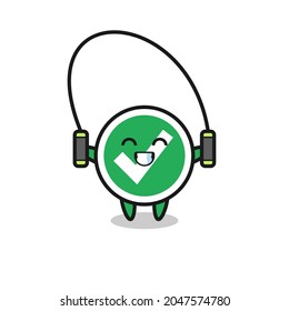 check mark character cartoon with skipping rope , cute design