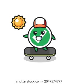 check mark character illustration ride a skateboard , cute design