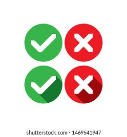 check mark in circle fulfilled with color, red green, yes-no, vector