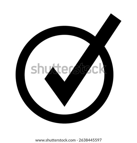 Check Mark in Circle Icon – Black Silhouette Vector Illustration.