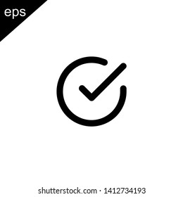 check mark with circle icon line outline design vector symbol
