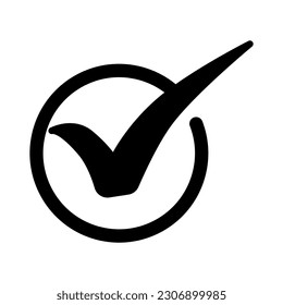marca de verificación con símbolo de icono de círculo vector en fondo blanco