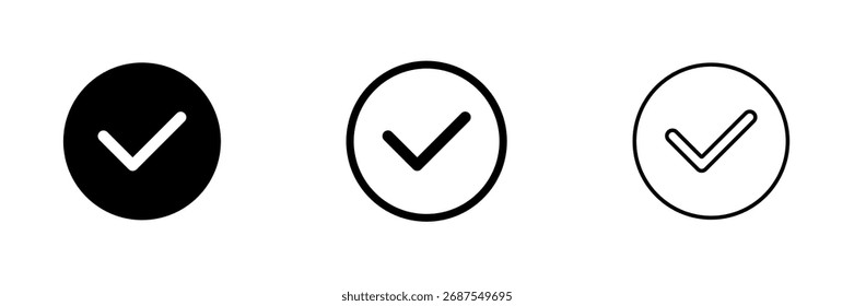 Compruebe Mark Circle Icons en blanco y negro