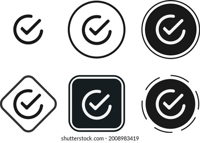 check mark circle outline icon set. Collection of high quality black outline logo for web site design and mobile dark mode apps. Vector illustration on white background