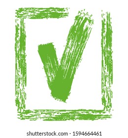Check mark. Circle and square, rounded corners Icons.  Collection of many different color hooks Vector. Yes! confirmation.