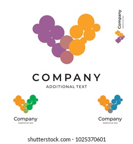 Check Mark from Circles Abstract Logo. Bright Colorful Modern Identity Brand Icon Symbol. Concept Set Template Vector